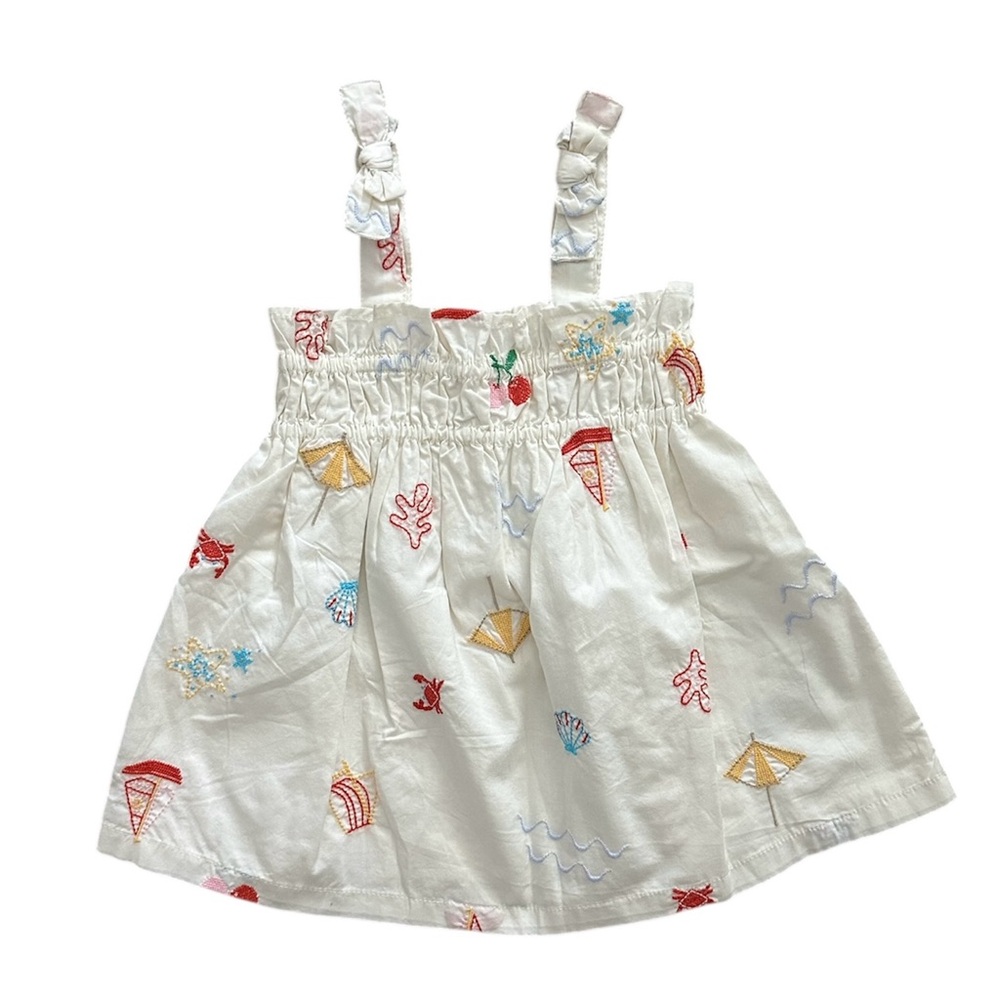 Gap Beach Theme Smocked Bow-Strap Dress Baby Girl Size 12-18 Months NWT